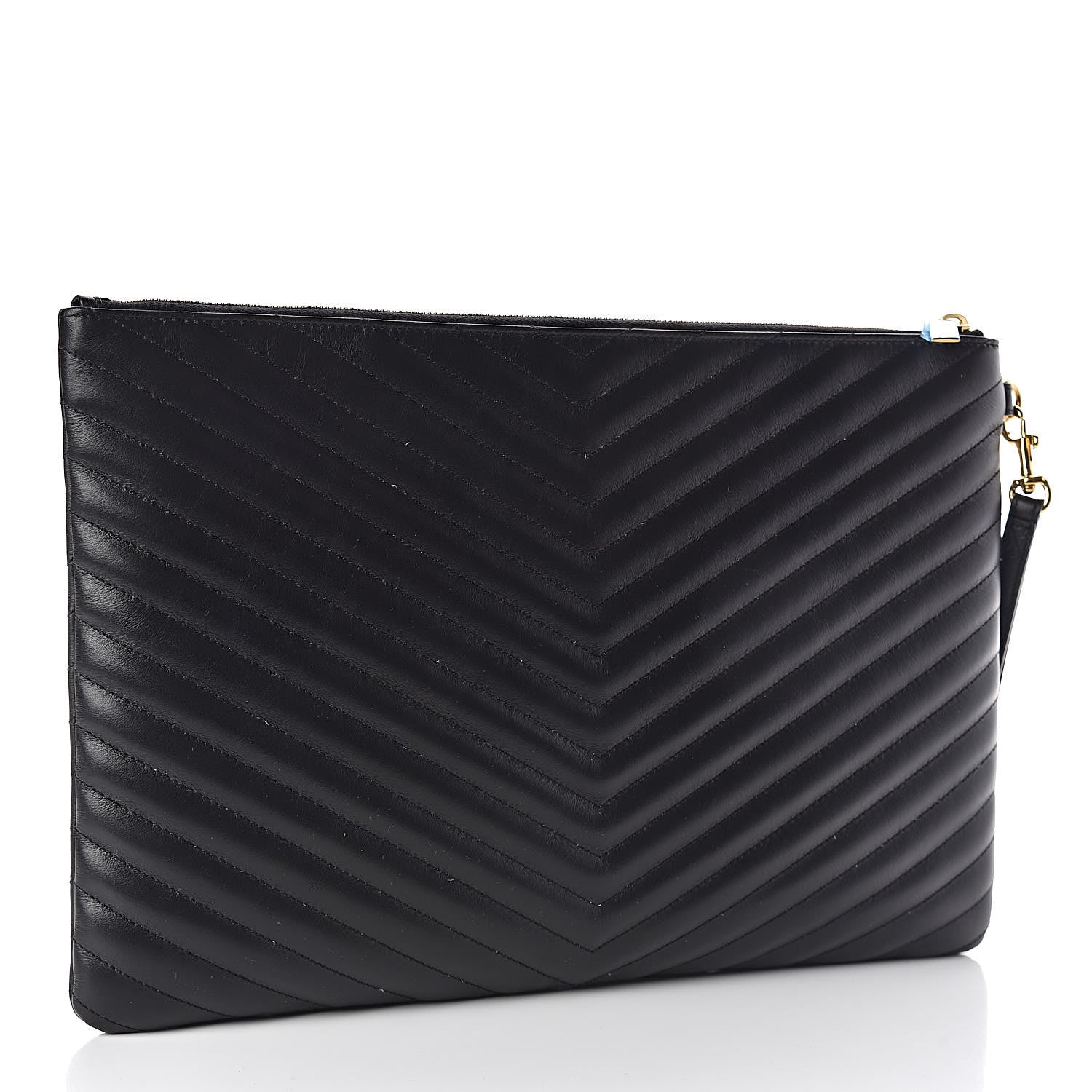 Saint Laurent Calfskin Matelasse Chevron Monogram Document Holder Black 3 of 9