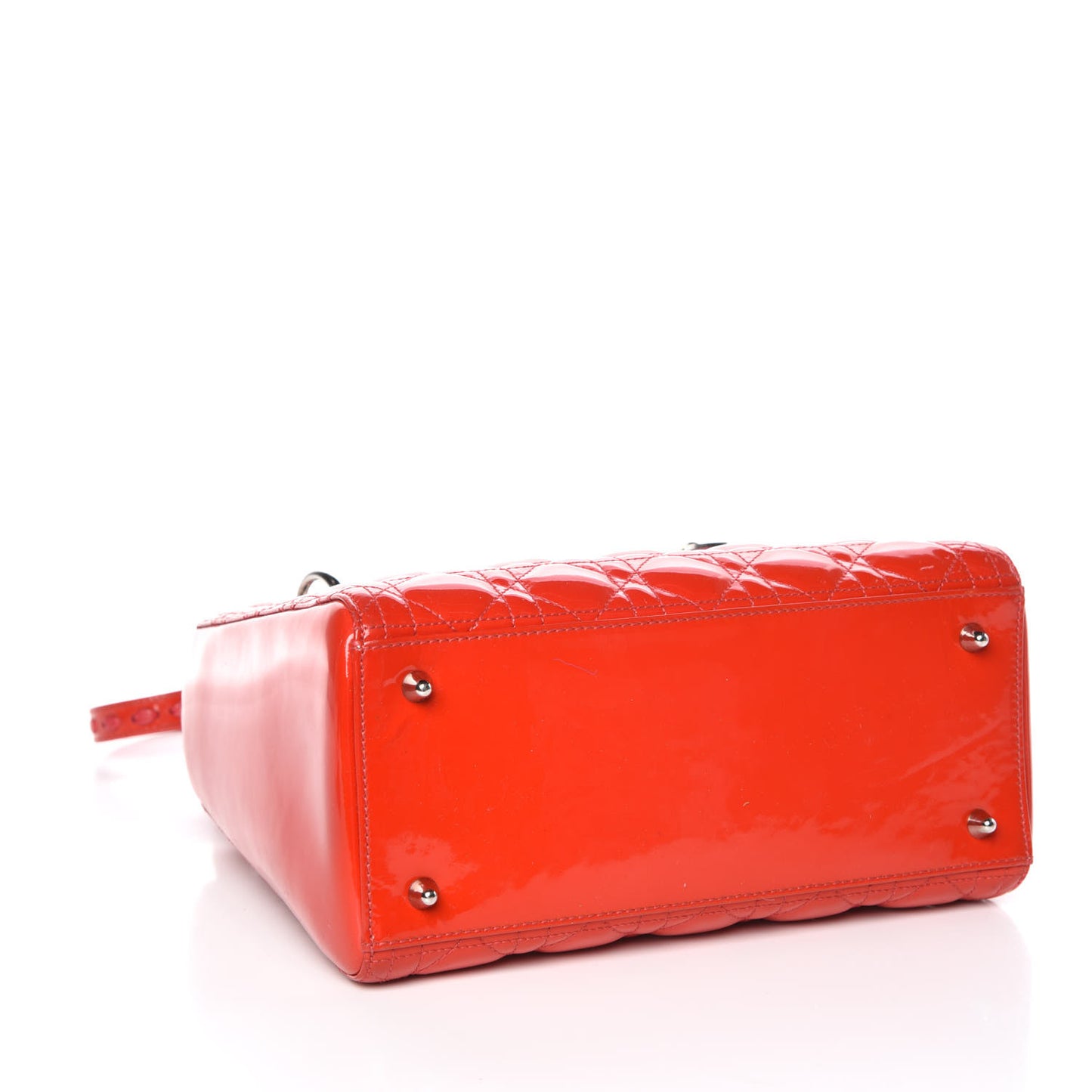 Patent Cannage Whipstitch Medium Lady Dior Red