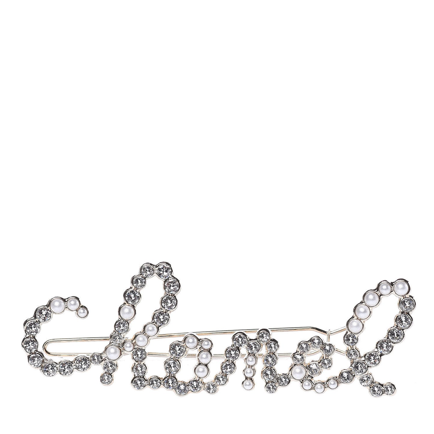 Metal Glass Swirling Pearls Hair Clip Gold
