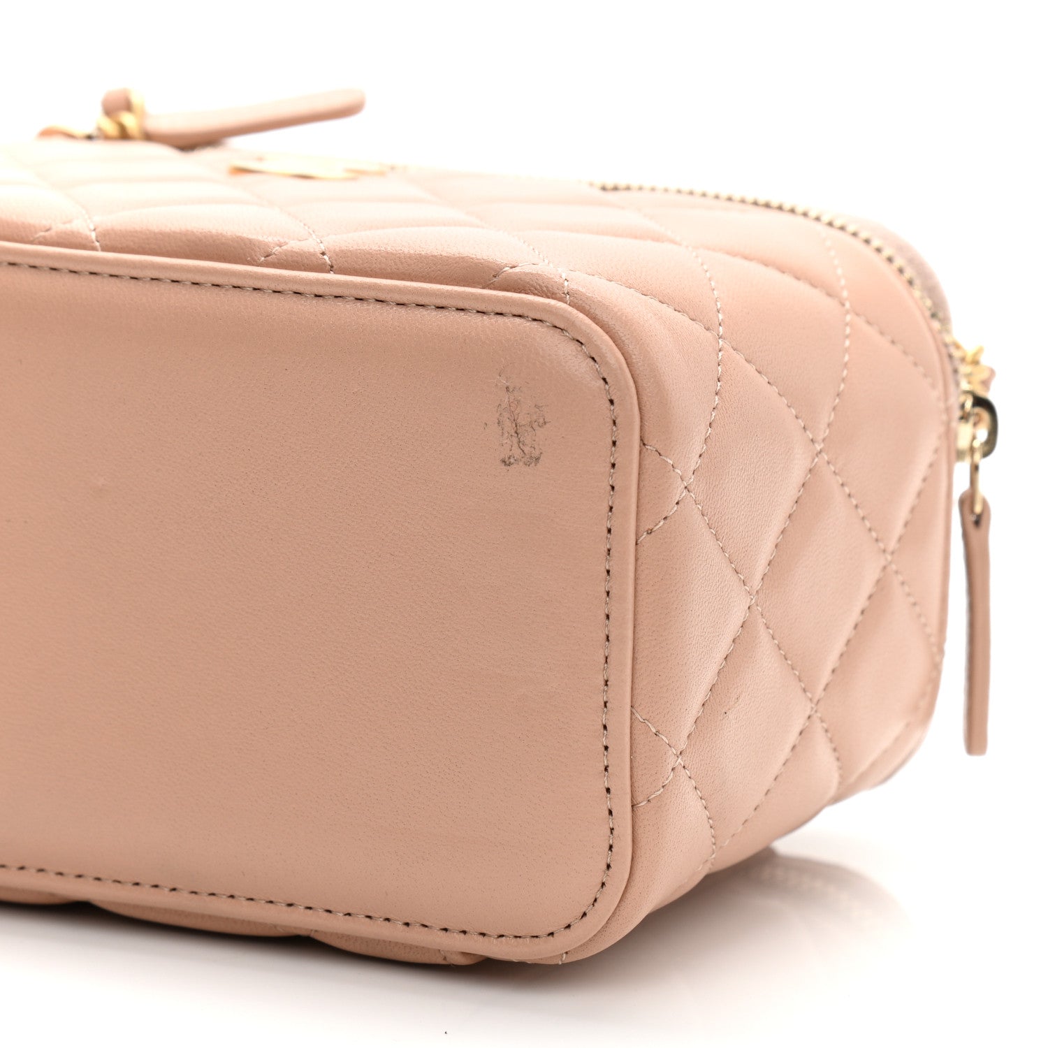 Chanel Lambskin Quilted Small Top Handle Vanity Case With Chain Beige 10 of 11