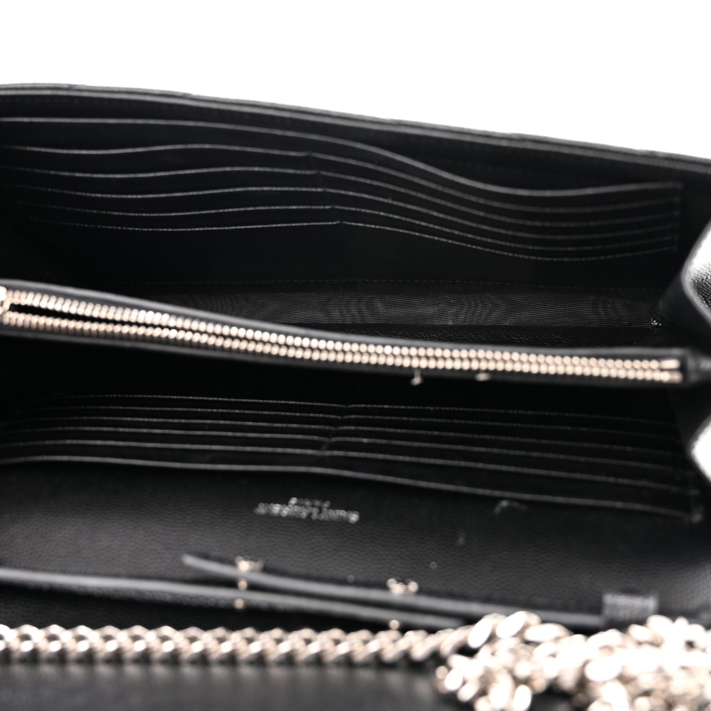 Grain De Poudre Matelasse Chevron Monogram Chain Wallet Black