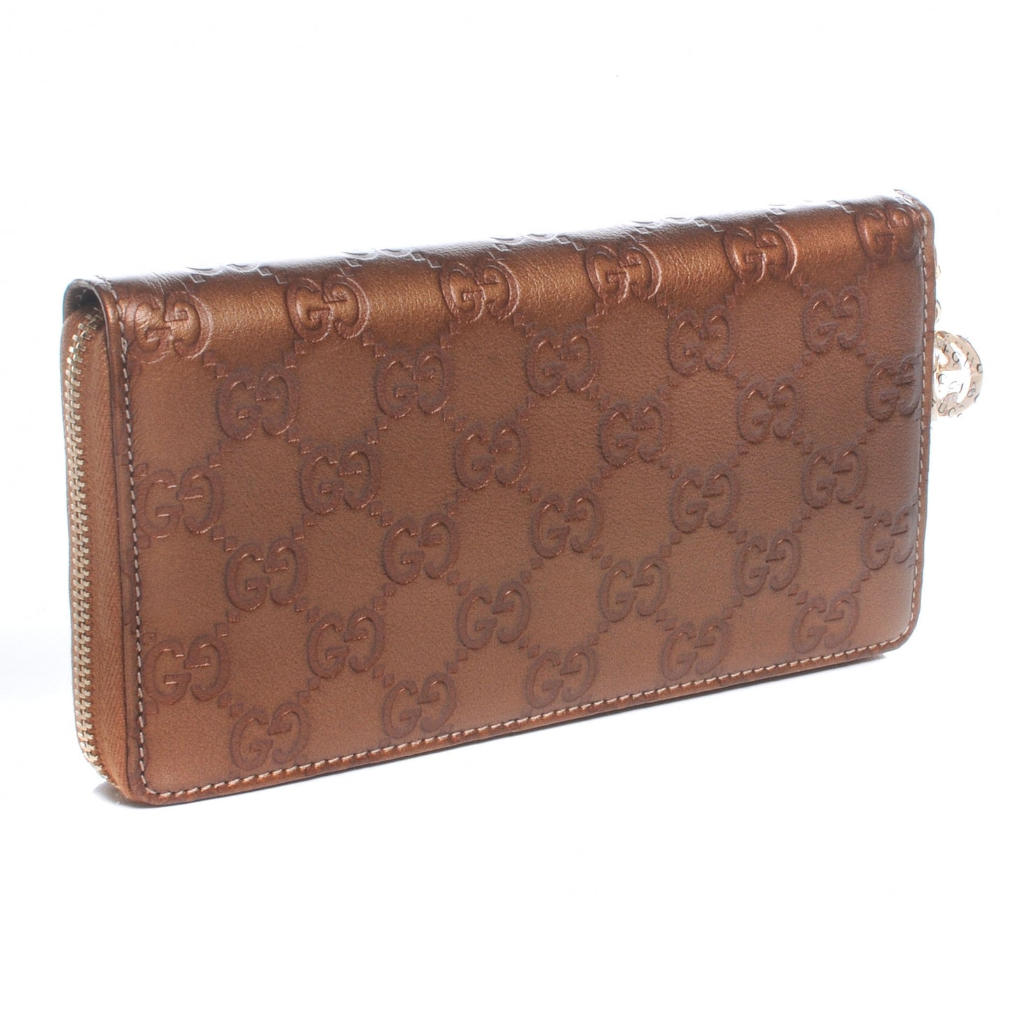 Guccissima Zip Around Wallet Metallic Bronze