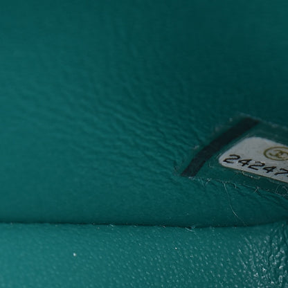 Chanel Caviar Chevron Quilted Mini Rectangular Flap Dark Green 7 of 10