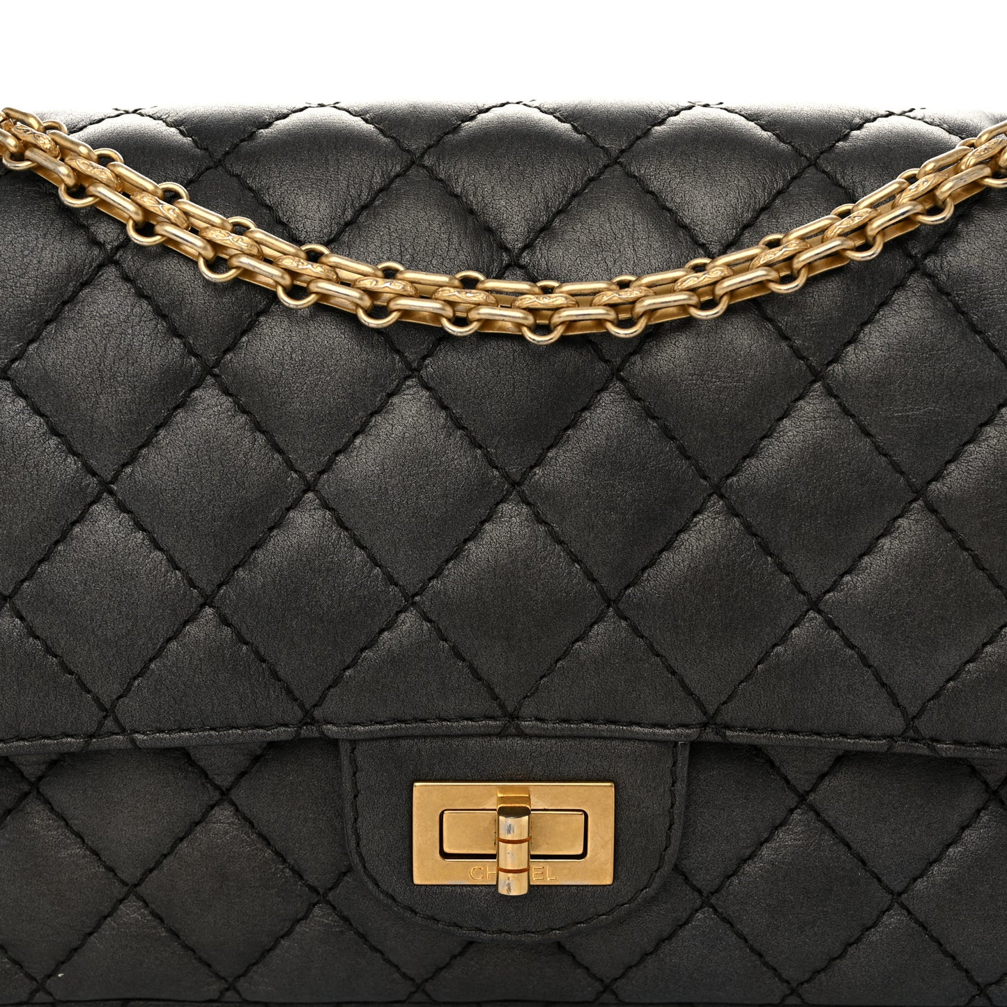 Metallic Calfskin Quilted 2.55 Reissue 225 Flap Charcoal