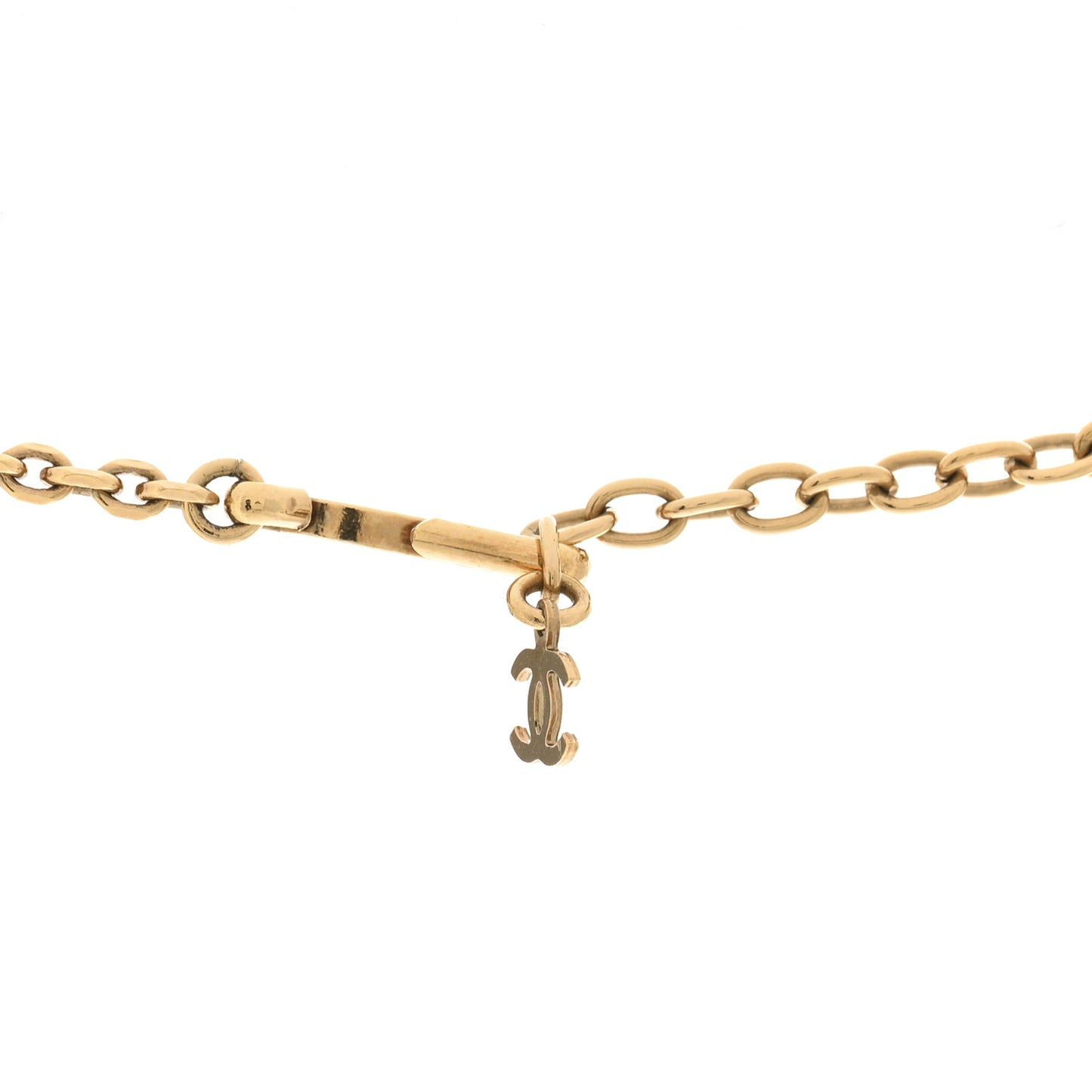 Resin Pearl CC Necklace Gold White