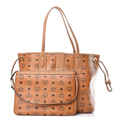 MCM Visetos Medium Liz Reversible Shopper Tote Cognac 1 of 15