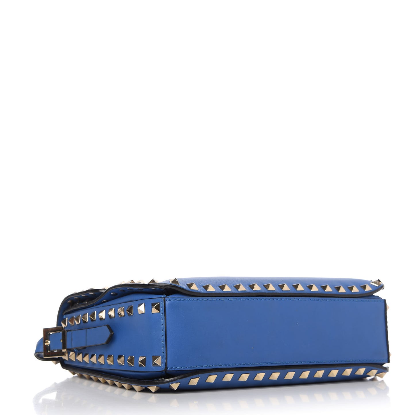 Vitello Medium Rockstud Flap Saddle Bag Light Sapphire