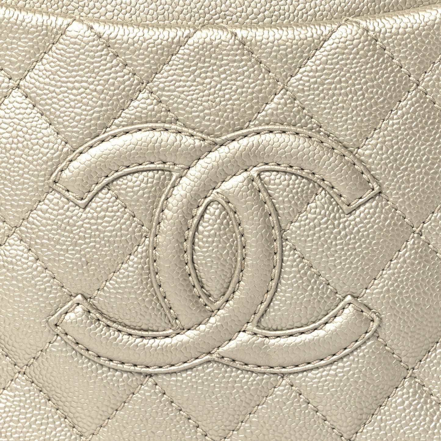 Metallic Caviar Quilted CC Hobo Gold