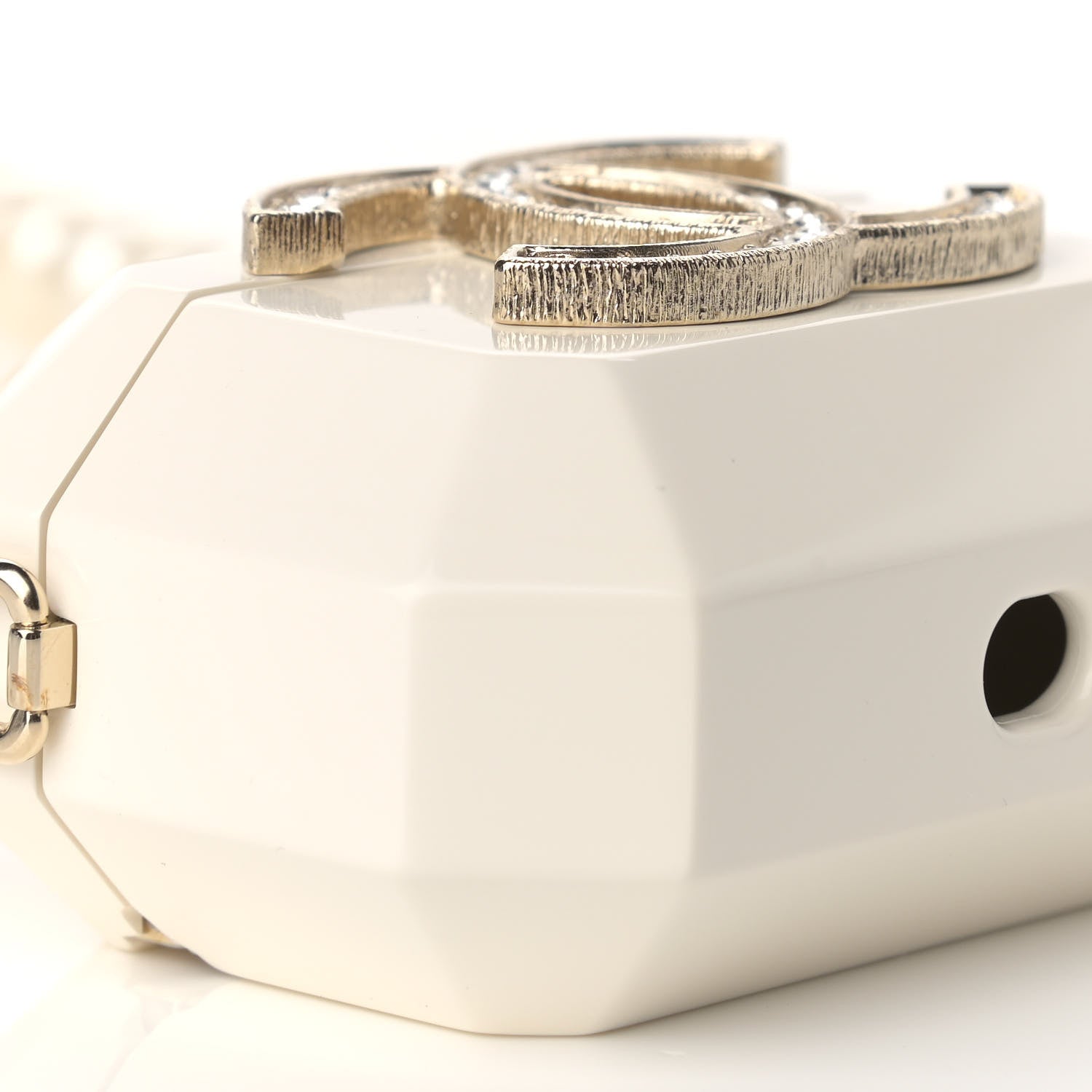 Chanel Resin Crystal Pearl Airpod Pro Case Necklace Gold White Pearly Black 6 of 8