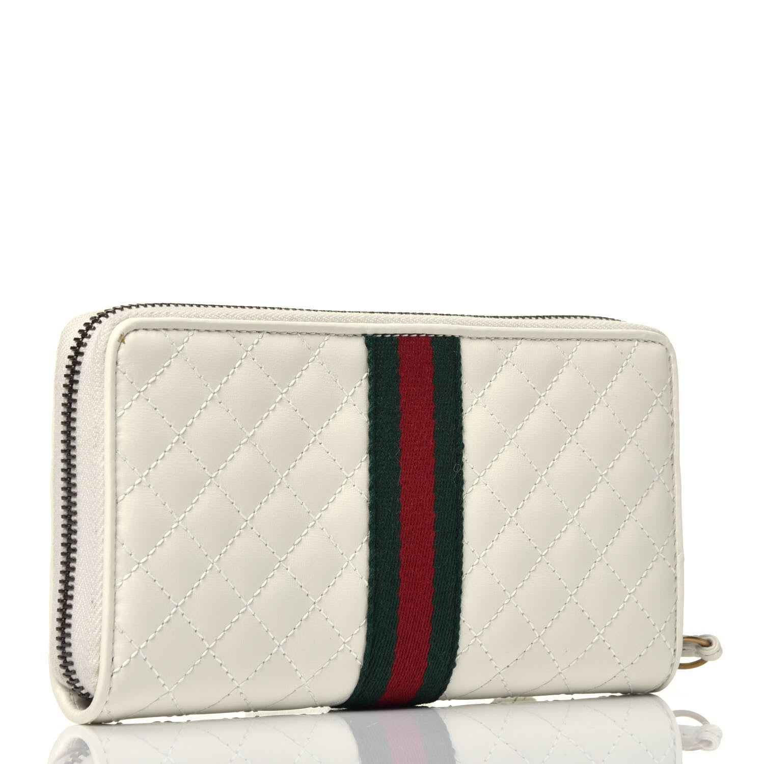 Gucci Calfskin Web Trapuntata GG Zip Around Wallet Off White 3 of 7