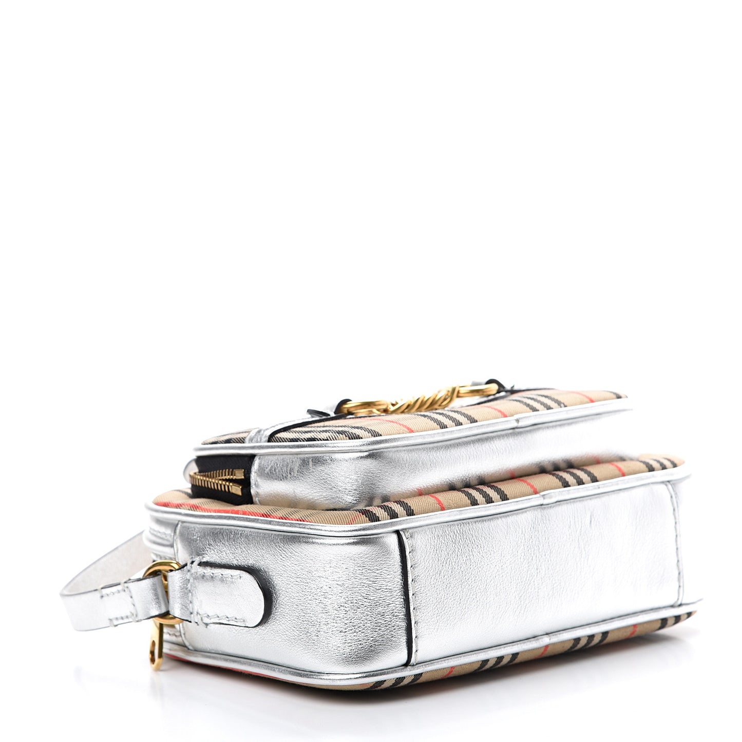 Smooth Calfskin 1983 Knight Check Link Camera Bag Silver
