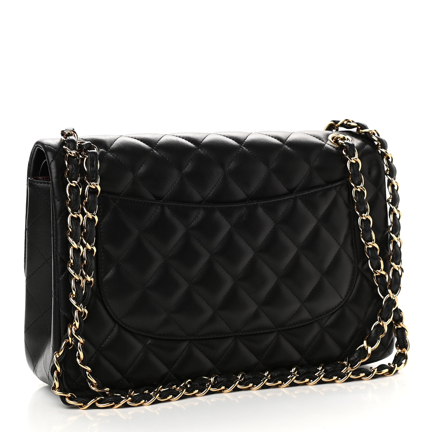 Lambskin Quilted Jumbo Double Flap Black
