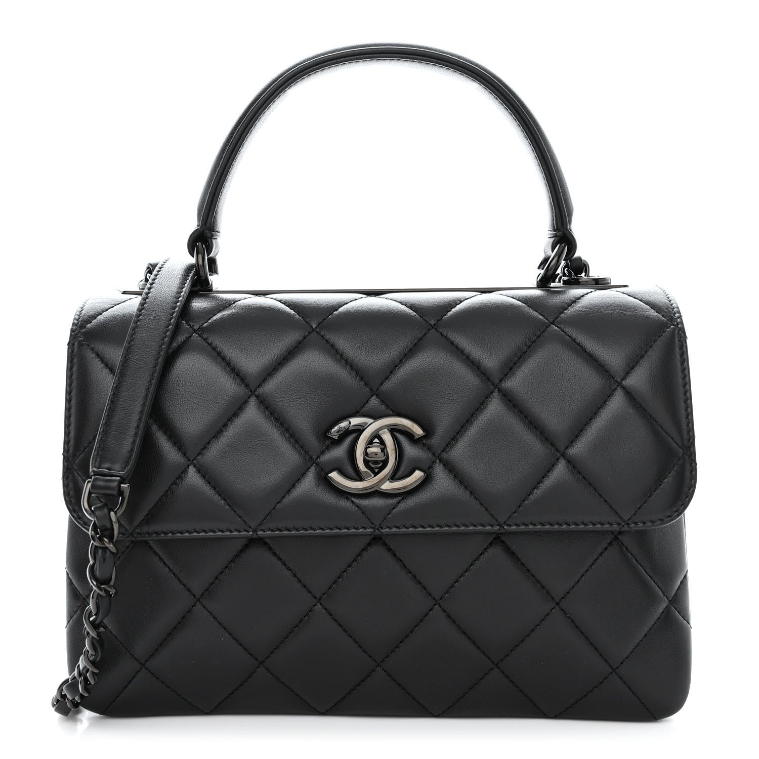 Chanel Lambskin Quilted Small Trendy CC Dual Handle Flap Bag So Black 1 of 11