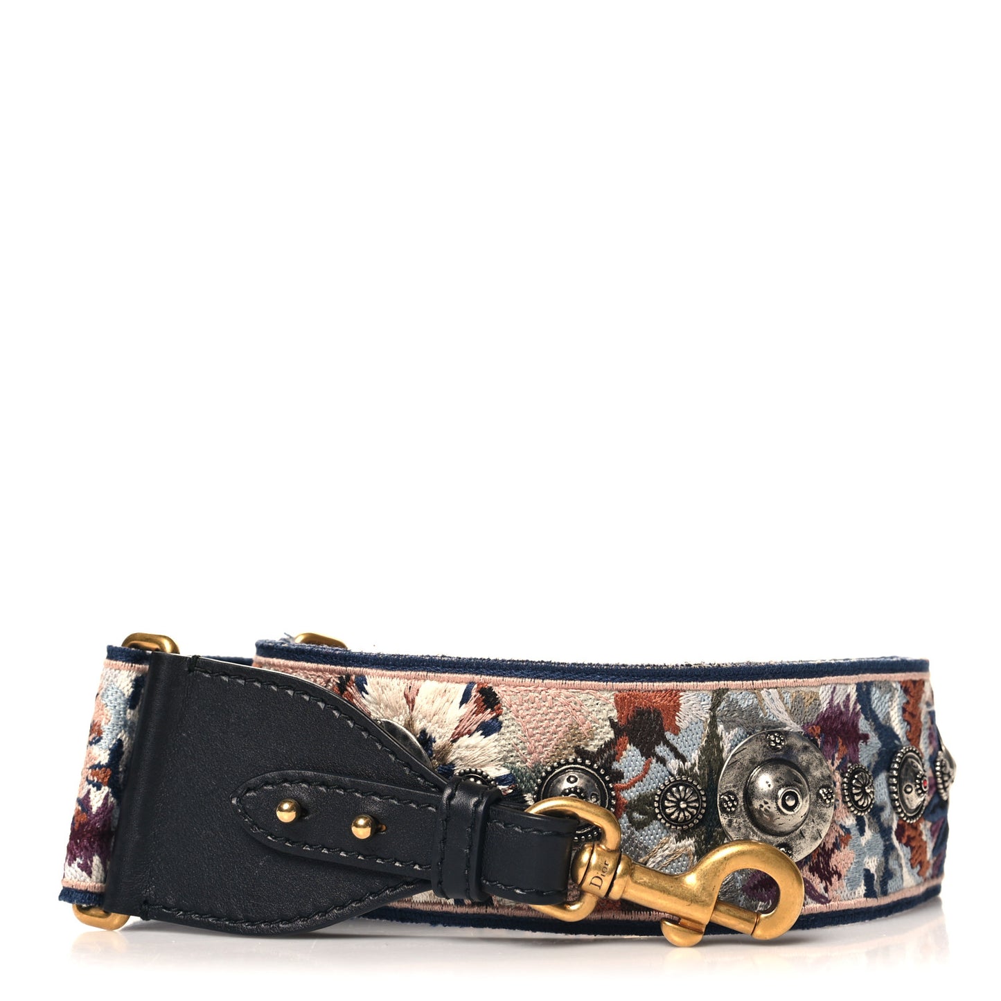 Canvas Embroidered Studded KaleiDiorscopic Shoulder Strap Multicolor