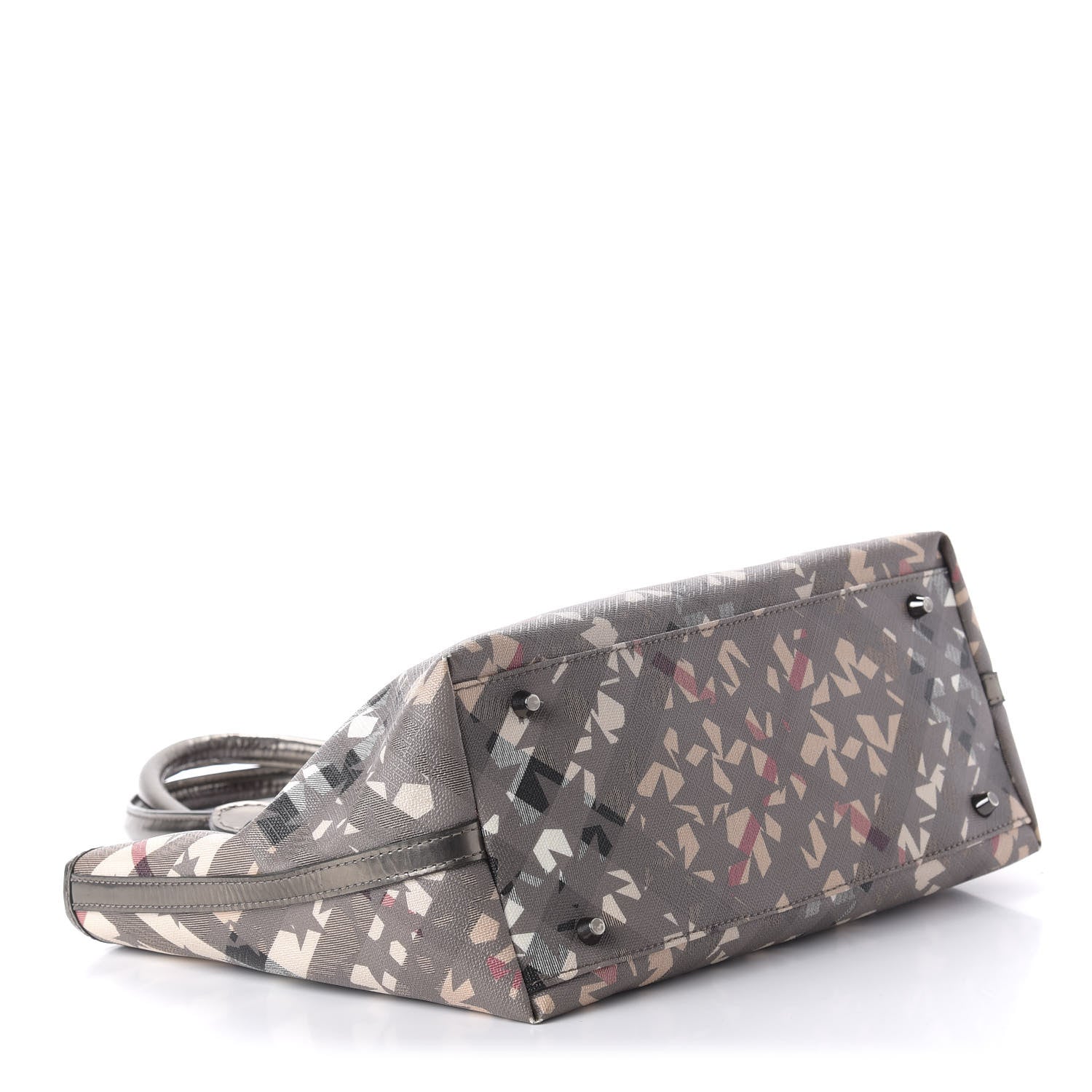Burberry Patent Supernova Check Stars Medium Nickie Landscape Tote Pewter 4 of 11