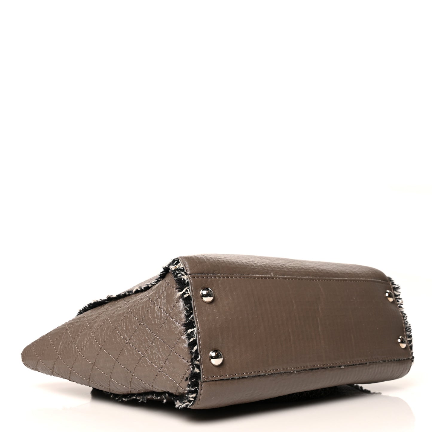 Glazed Calfskin Tweed Tweedy Shopping Tote Brown