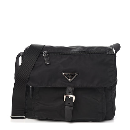 Prada Tessuto Nylon Saffiano Messenger Bag Black 1 of 9