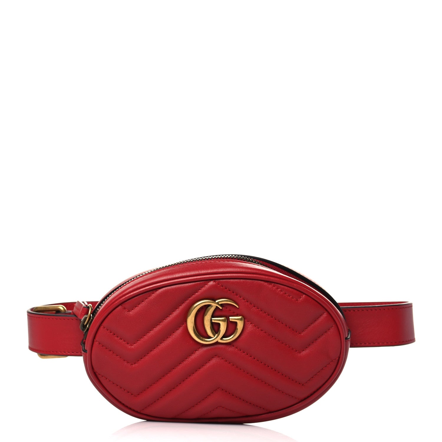 Gucci Calfskin Matelasse GG Marmont Belt Bag 85 34 Hibiscus Red 1 of 5