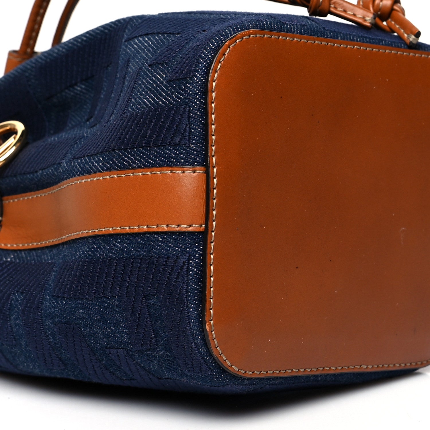 Fendi Denim Vitello King F is Fendi FF Embroidered Mini Mon Tresor Bucket Bag Blue Cuoio 10 of 10