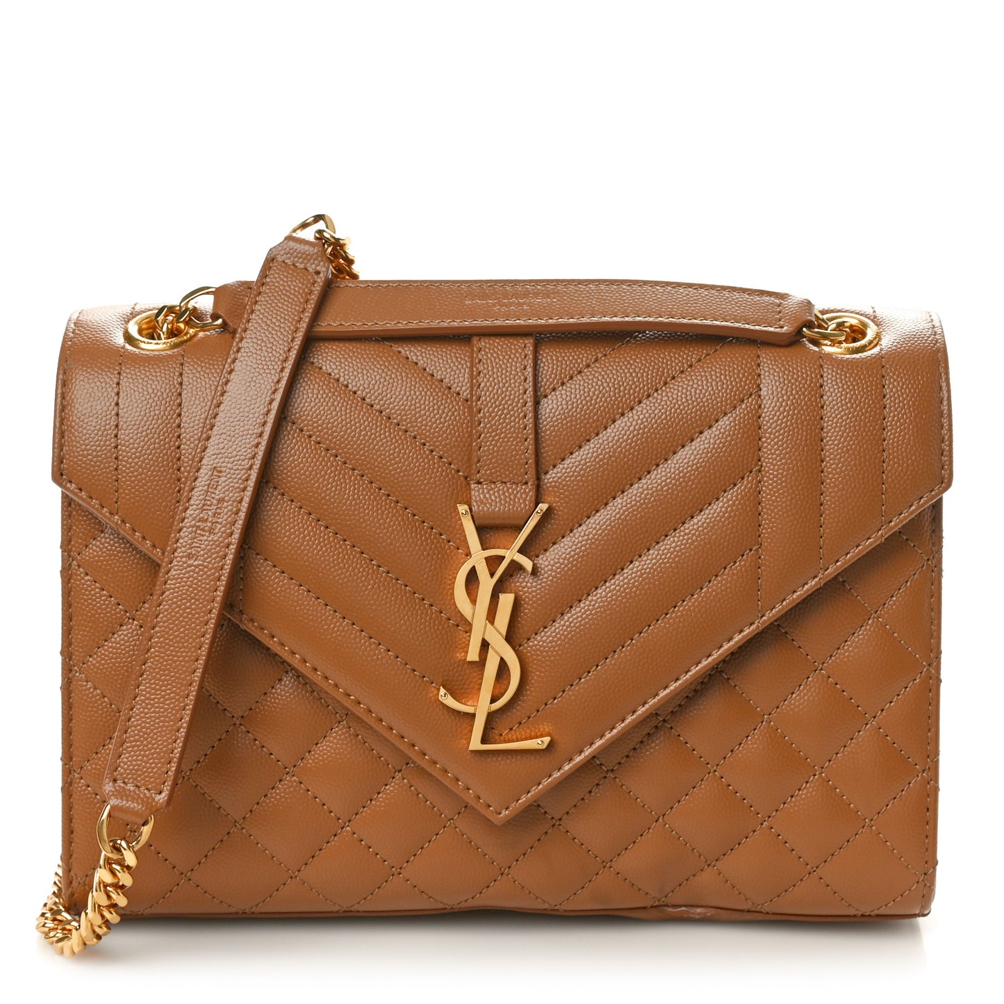 Grain De Poudre Textured Mixed Matelasse Medium Triquilt Monogram Satchel Dark Cork