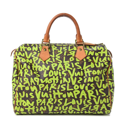 Louis Vuitton Monogram Graffiti Speedy 30 Green 1 of 12