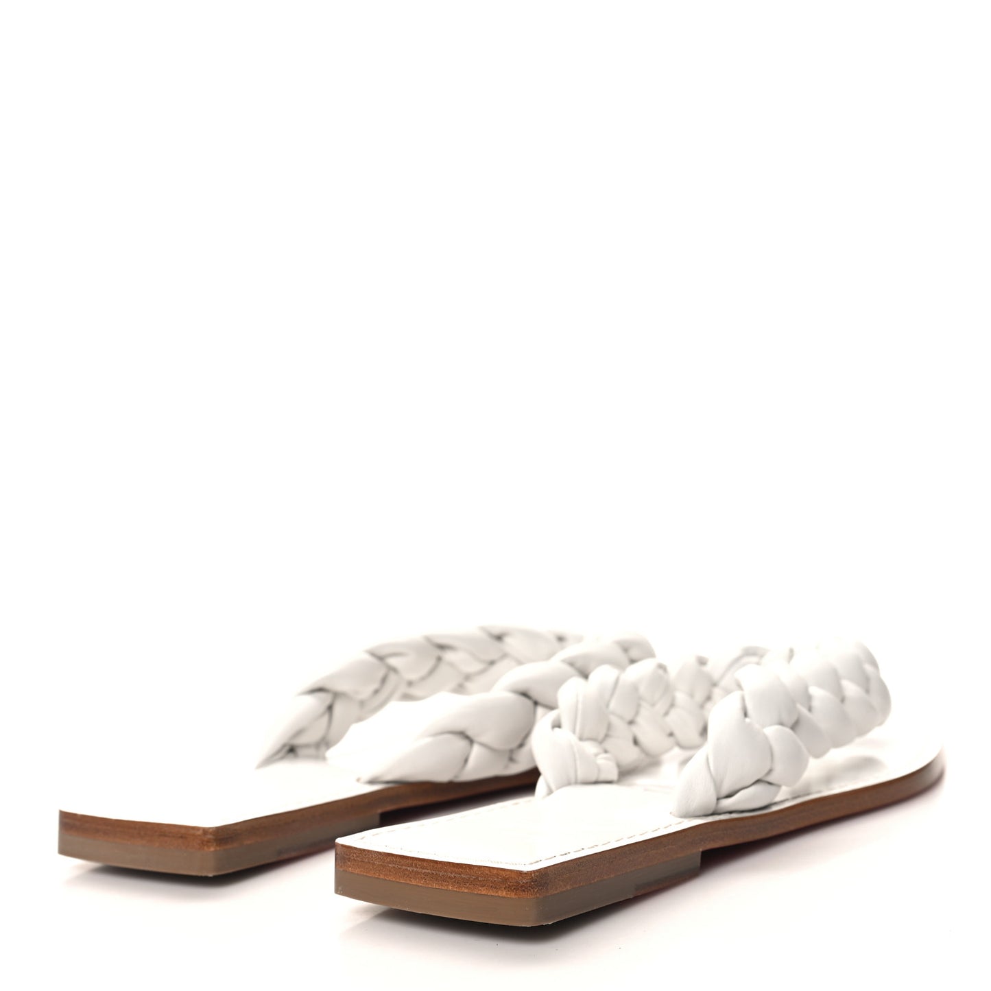 Nappa Braided Briotonga Flat Sandals 40 White
