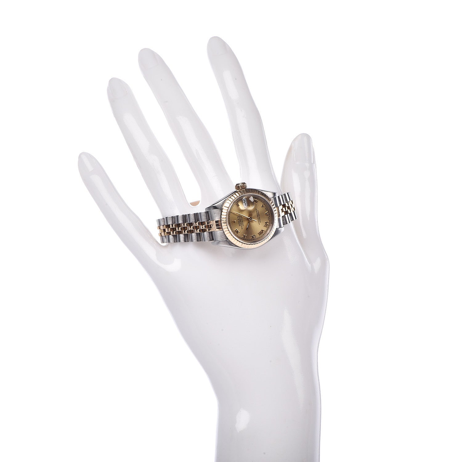 Rolex Stainless Steel 18K Yellow Gold 26mm Oyster Perpetual Datejust Watch Champagne Roman 69173 2 of 8