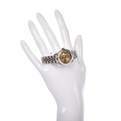Rolex Stainless Steel 18K Yellow Gold 26mm Oyster Perpetual Datejust Watch Champagne Roman 69173 2 of 8