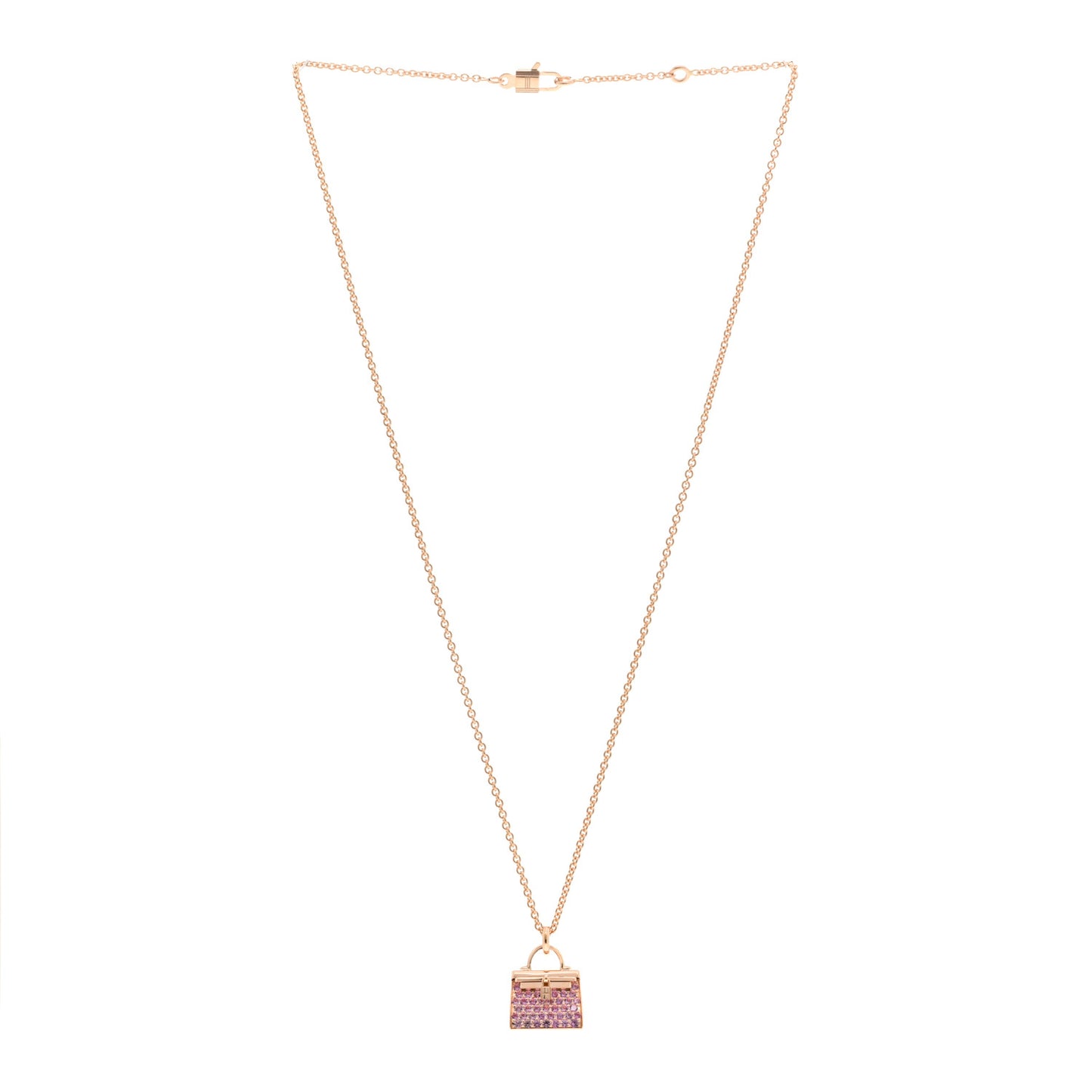 18K Rose Gold Pink Sapphire Kelly Amulettes Pendant Necklace