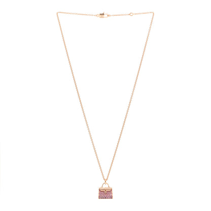 Hermes 18K Rose Gold Pink Sapphire Kelly Amulettes Pendant Necklace 3 of 5