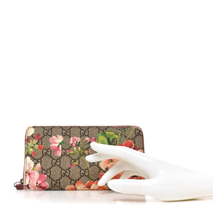 Gucci GG Supreme Monogram Blooms Zip Around Wallet Beige Multicolor Dry Rose 2 of 7