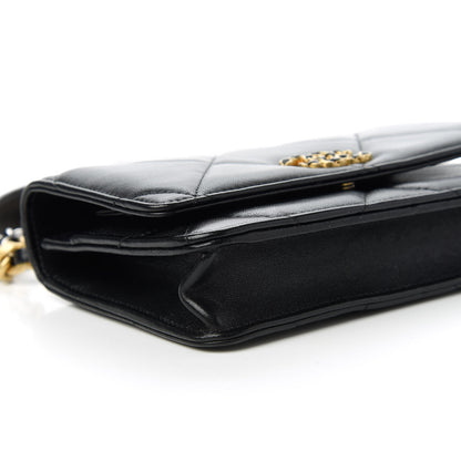 Chanel Goatskin Quilted Chanel 19 Wallet On Chain WOC Black 6 of 12