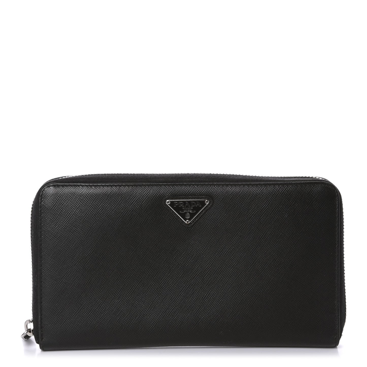 Saffiano Large Zip Around Travel Wallet Black