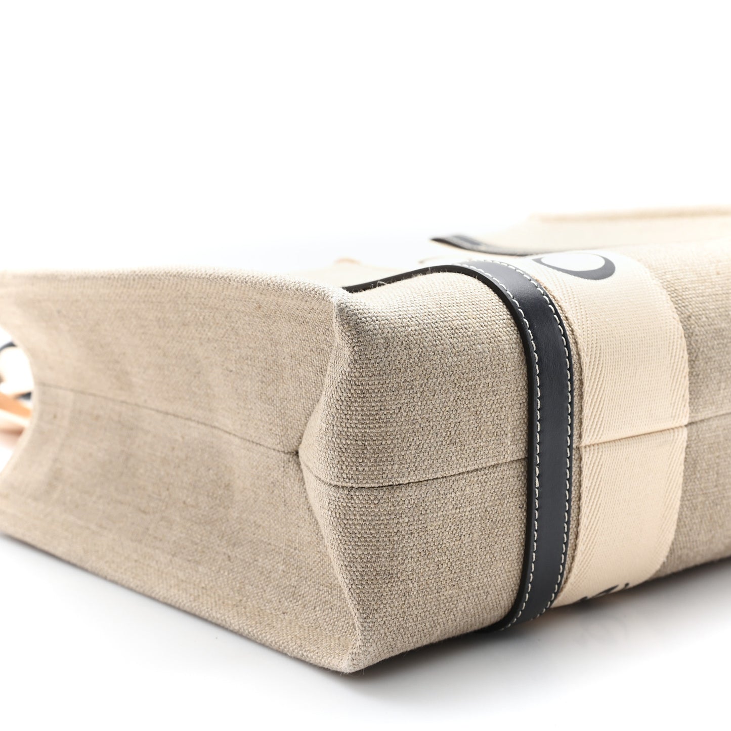Cotton Calfskin Medium Woody Ribbon Tote White Blue