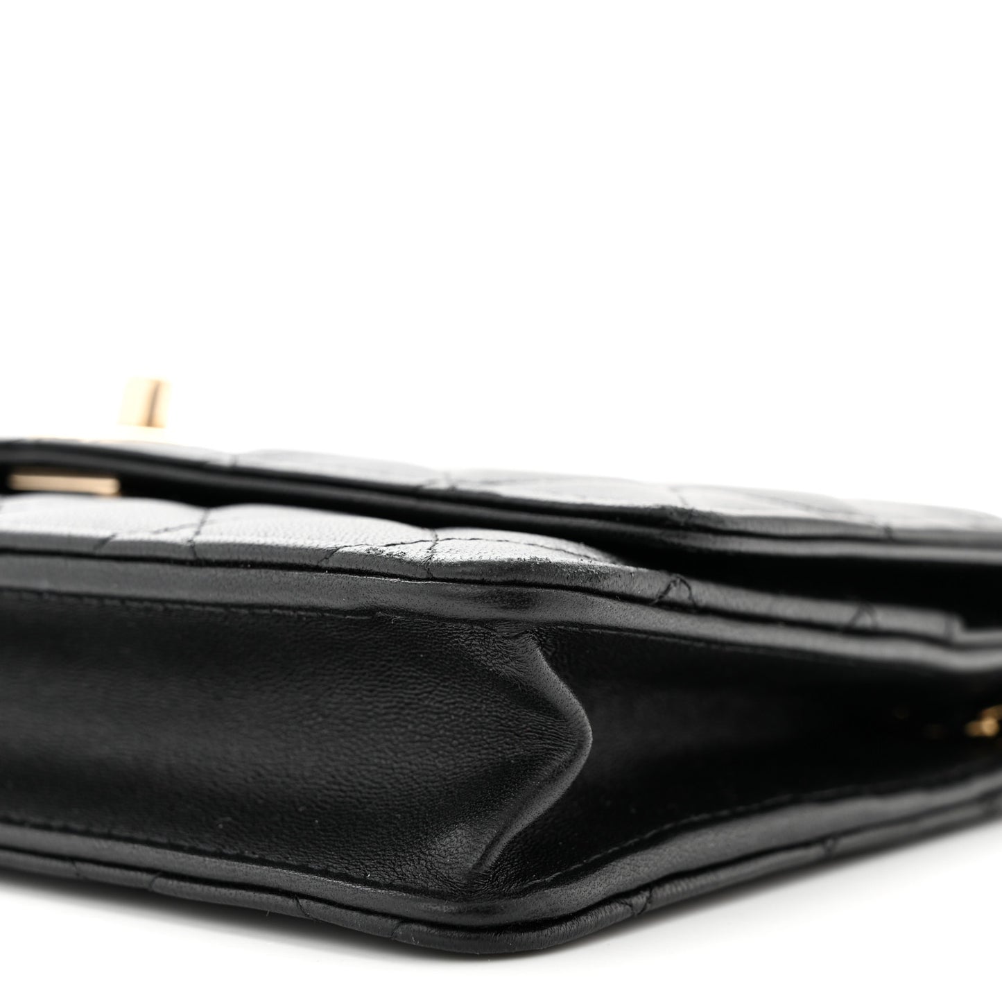 Lambskin Quilted Trendy CC Wallet On Chain WOC Black