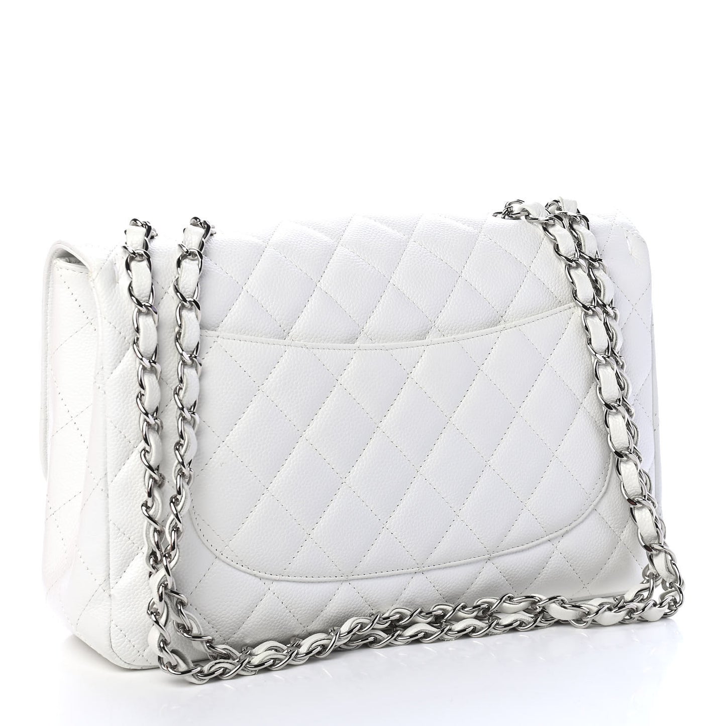 Caviar Quilted Jumbo Single Flap White