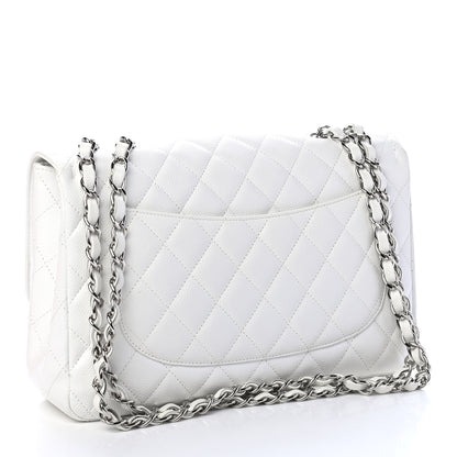 Chanel Caviar Quilted Jumbo Single Flap White 3 of 9