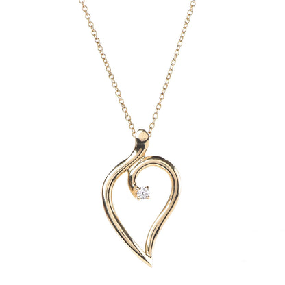 Tiffany 18K Yellow Gold Diamond Open Leaf Pendant Necklace 4 of 7