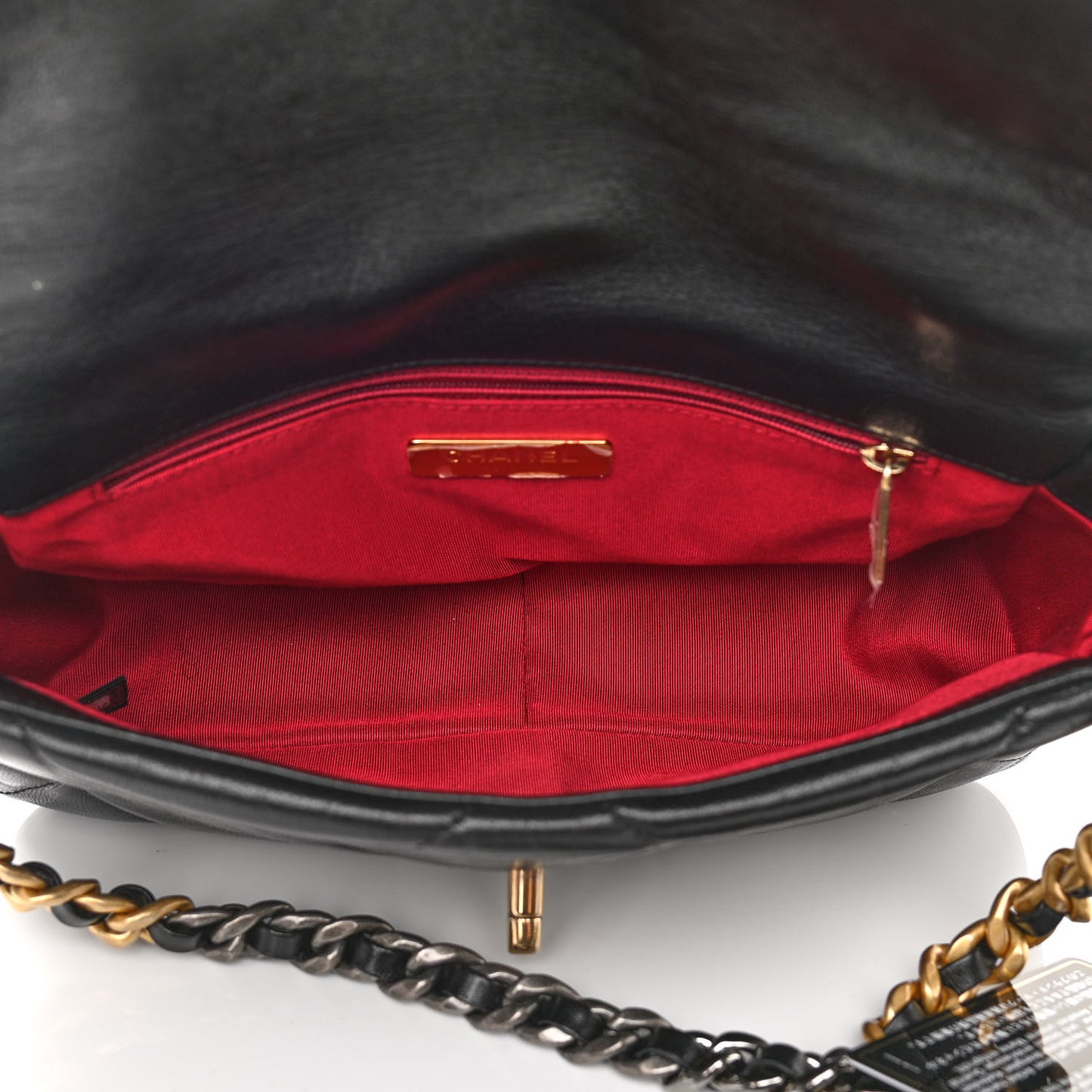 Shiny Goatskin Quilted Medium Chanel 19 Flap Black