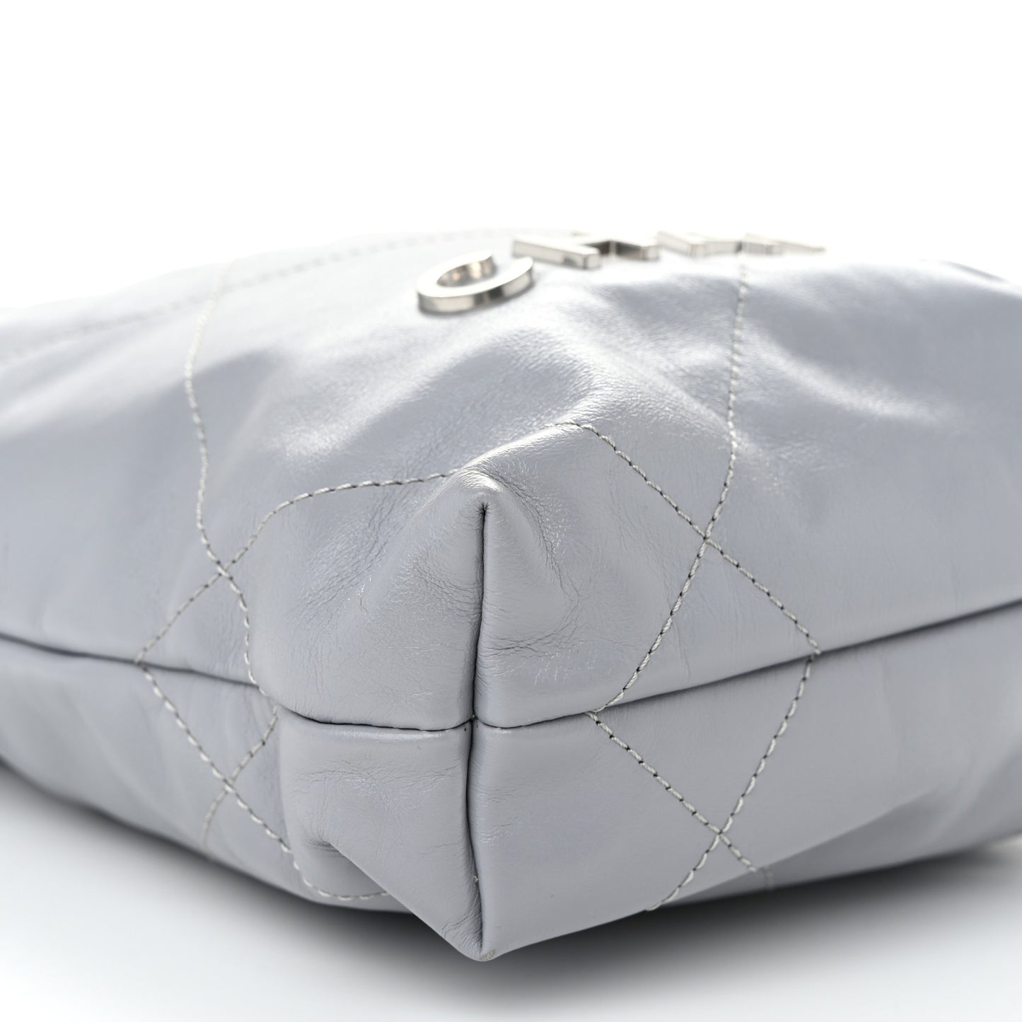 Shiny Calfskin Quilted Mini Chanel 22 Grey