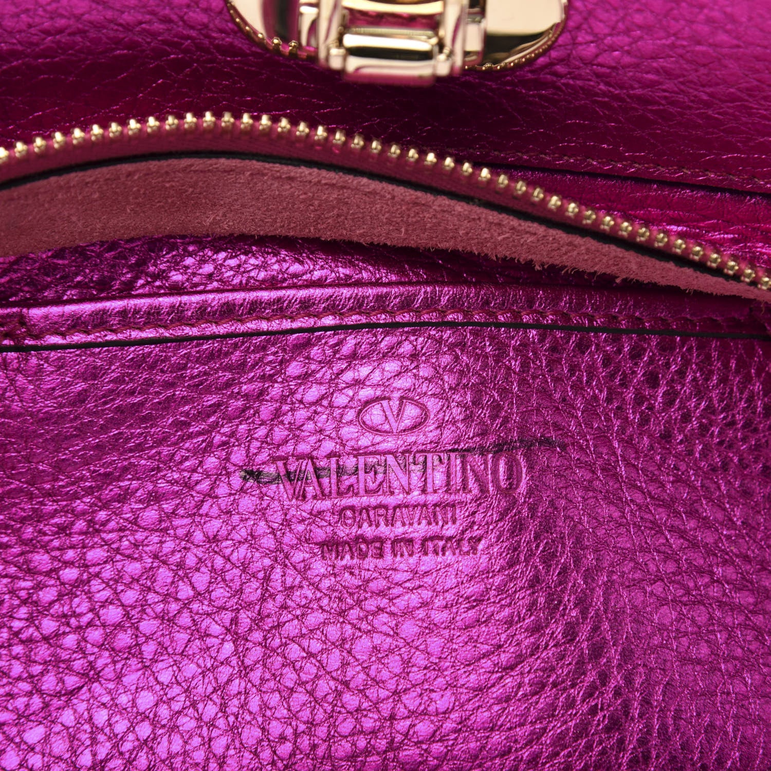 Valentino Garavani Metallic Grained Calfskin Mini Rockstud Double Handle Tote Peony 8 of 9