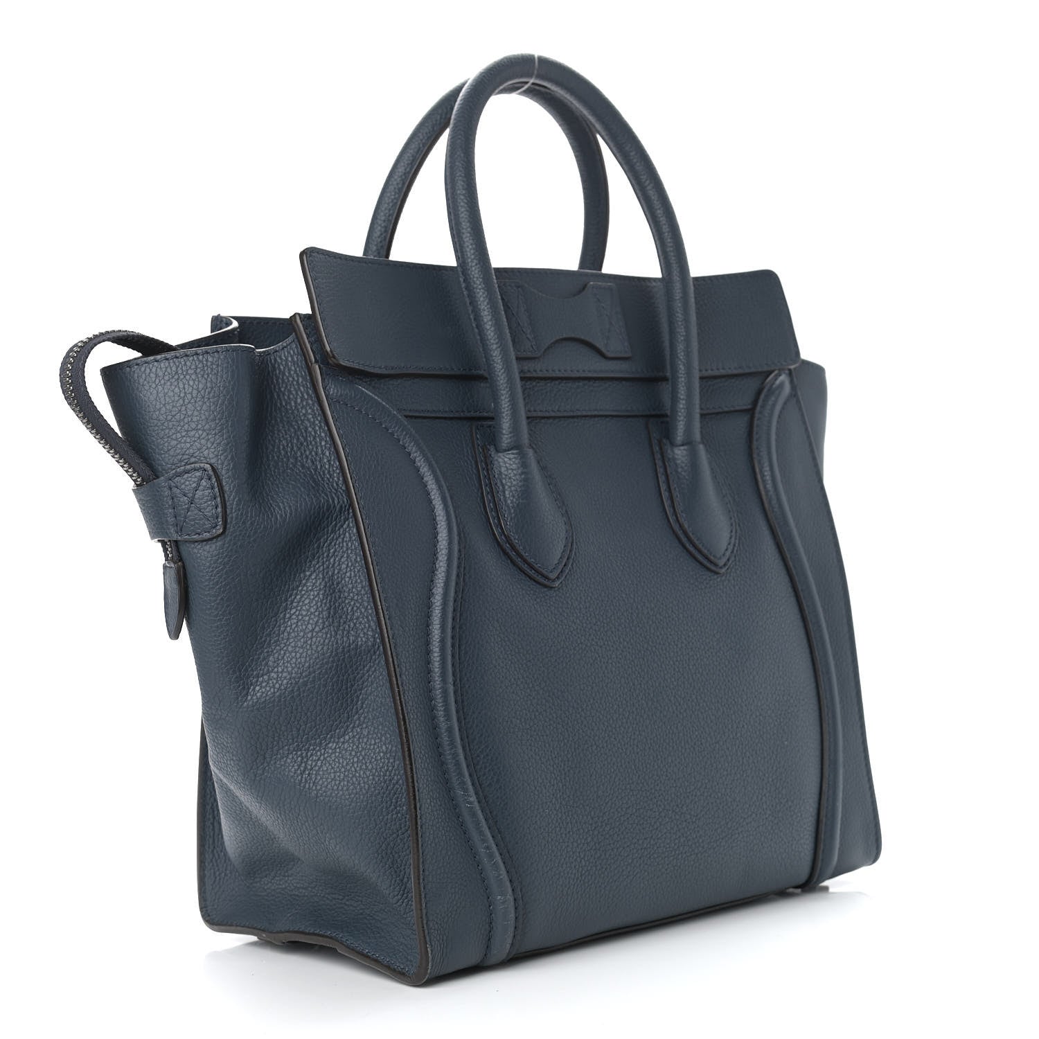 Celine Drummed Calfskin Mini Luggage Blue 3 of 13