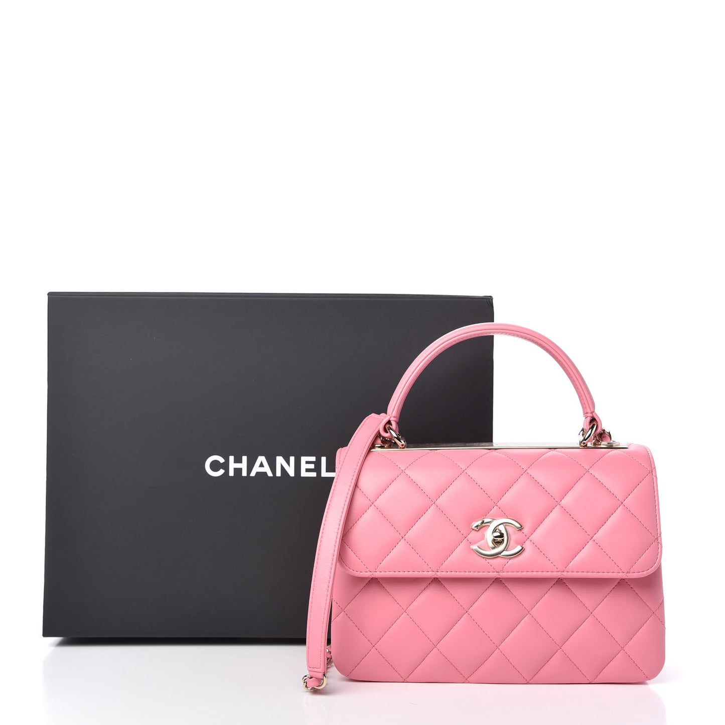 Lambskin Quilted Small Trendy CC Flap Dual Handle Bag Light Pink