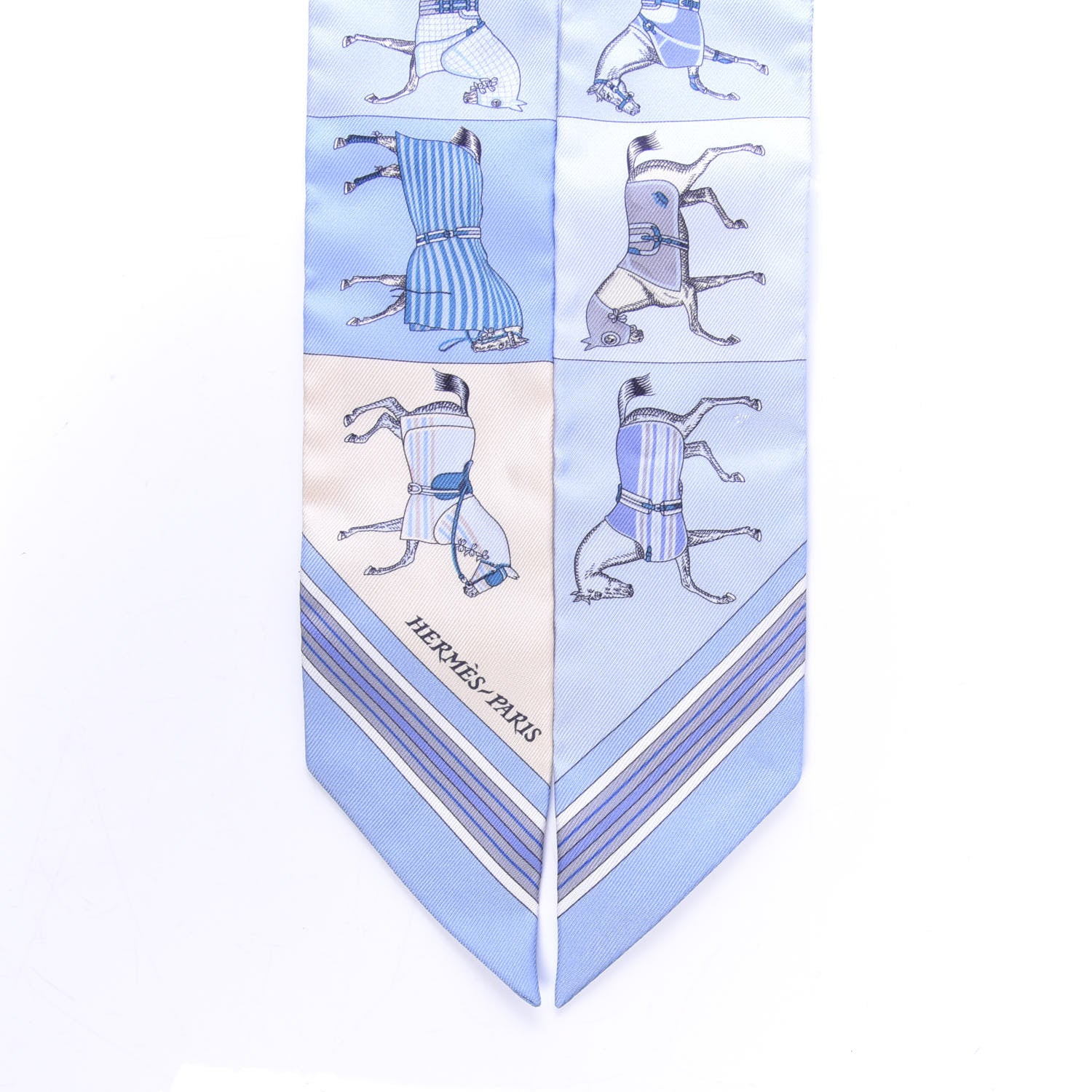 Hermes Silk Couvertures Nouvelles Twilly Menthe Ciel Marine Sable 4 of 4