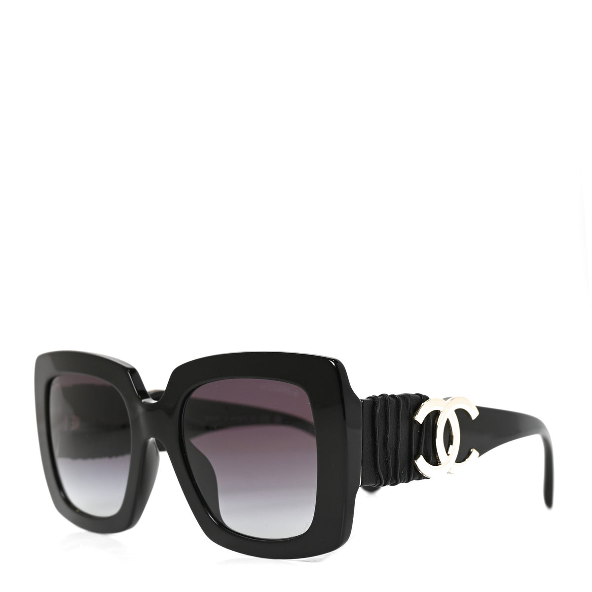 Acetate Calfskin Square Sunglasses 5474-Q-A Black