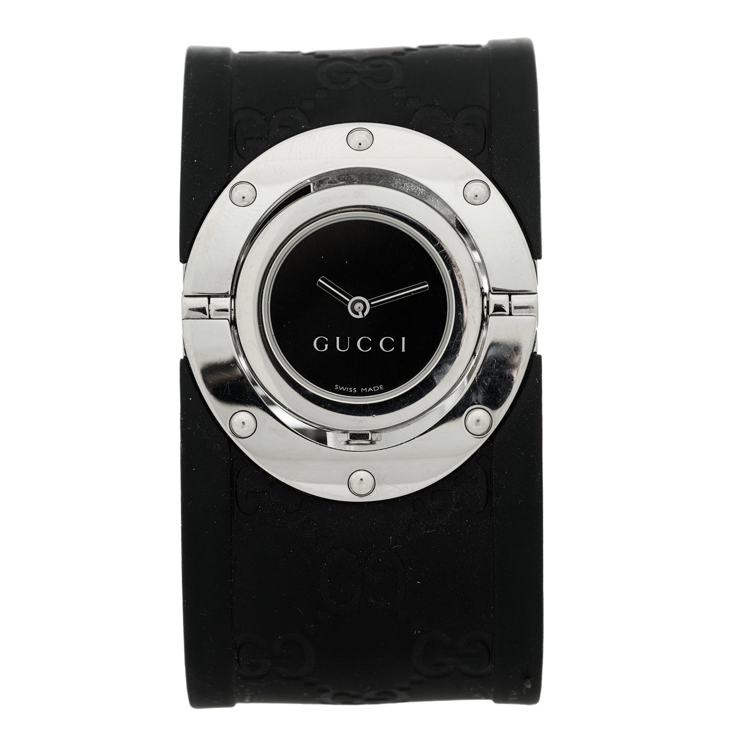 Stainless Steel Rubber 23mm Twirl Quartz Watch Black
