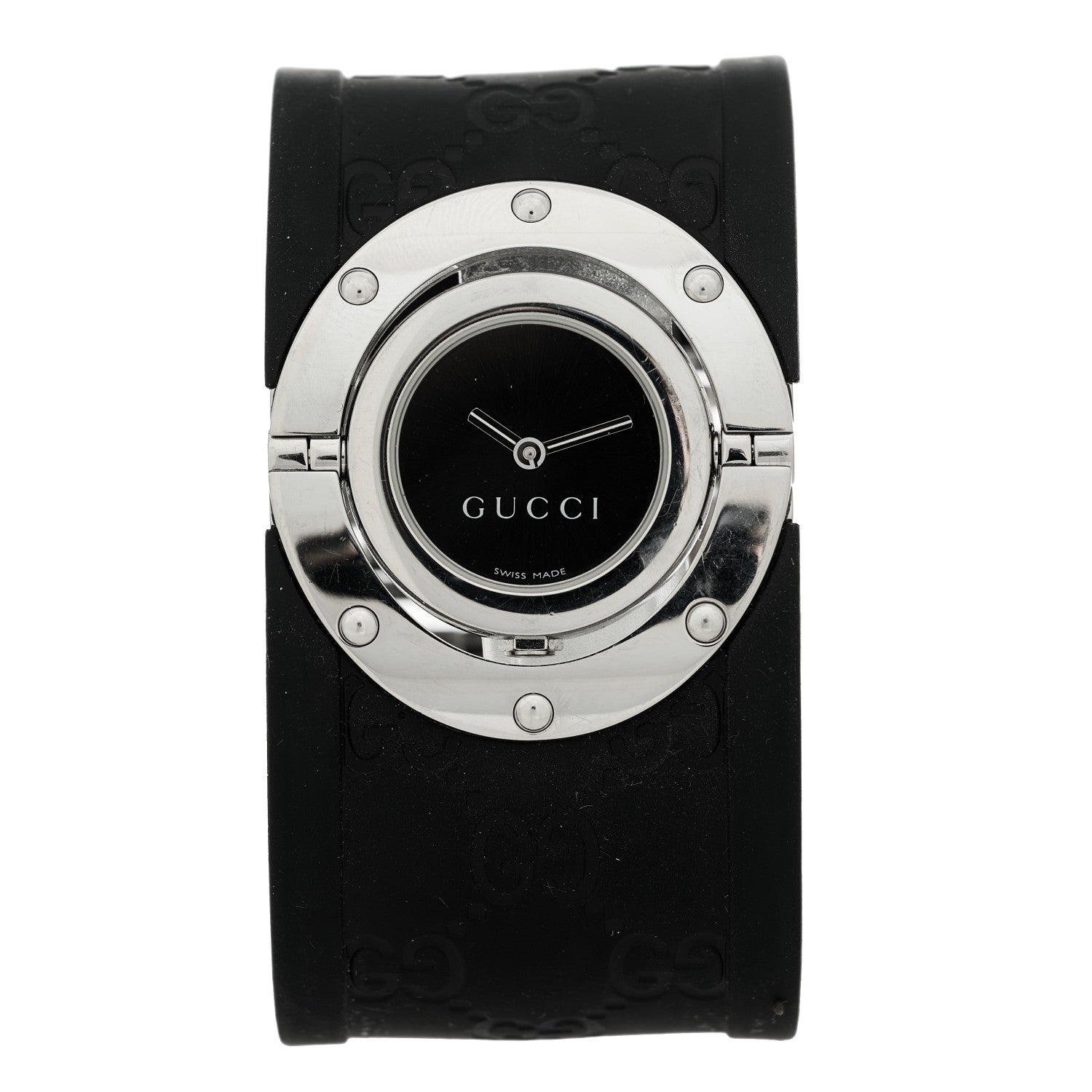 Gucci Stainless Steel Rubber 23mm Twirl Quartz Watch Black 1 of 5