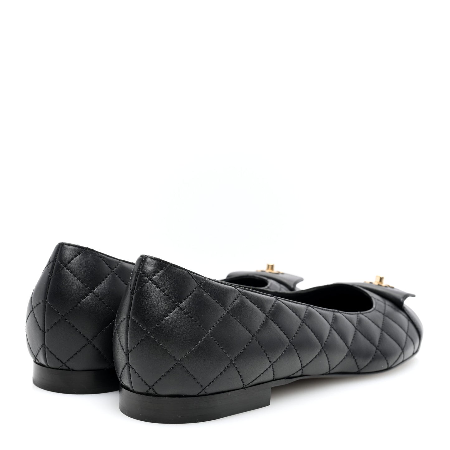 Lambskin Quilted CC Ballerina Flats 39 Black