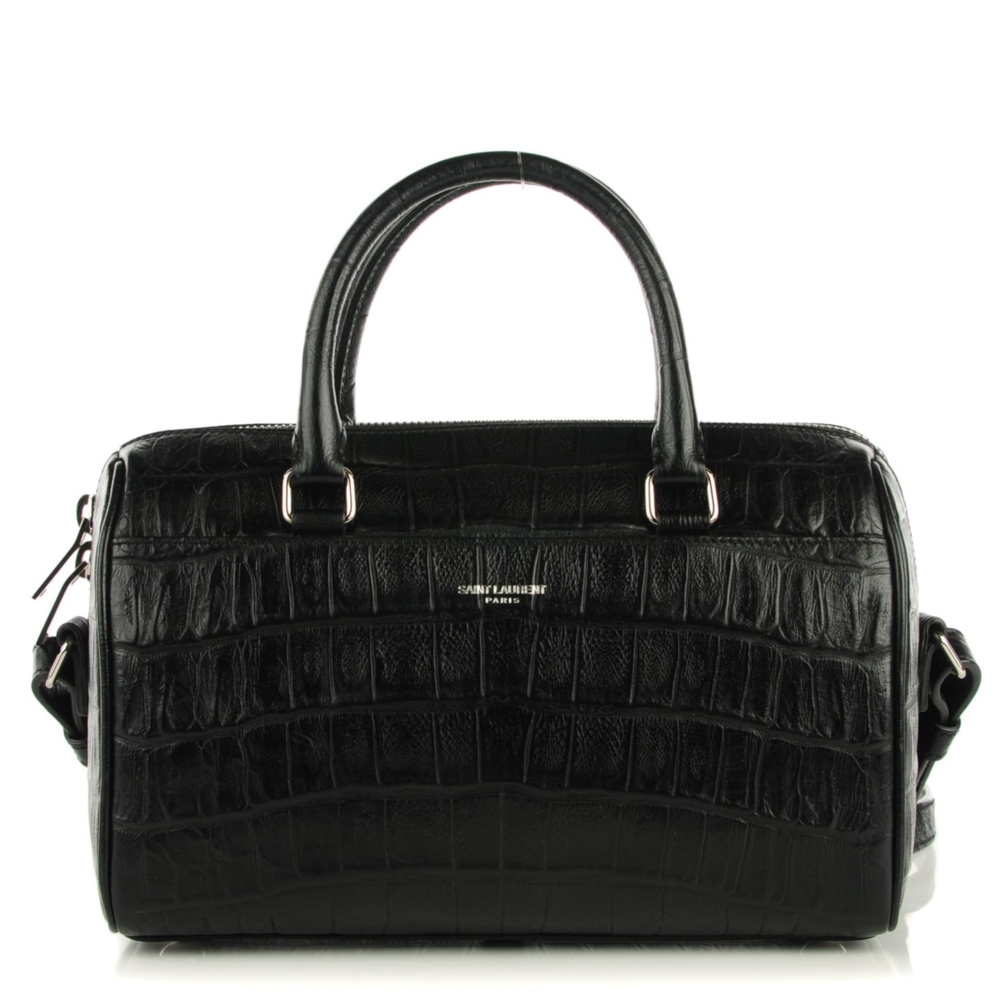 Calfskin Crocodile Embossed Classic Duffle 3 Black
