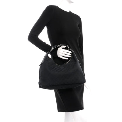 Gucci Monogram Medium Horsebit Chain Hobo Black 2 of 12